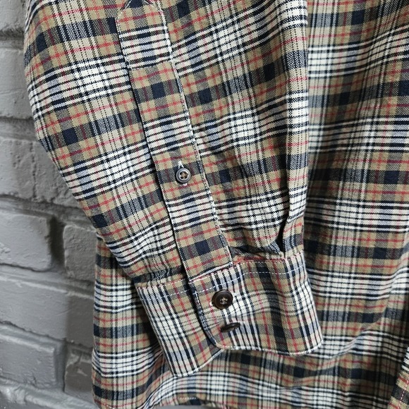 Lucchese Classics Mens Button Up Shirt Plaid Brown Large Cotton - Picture 5 of 13